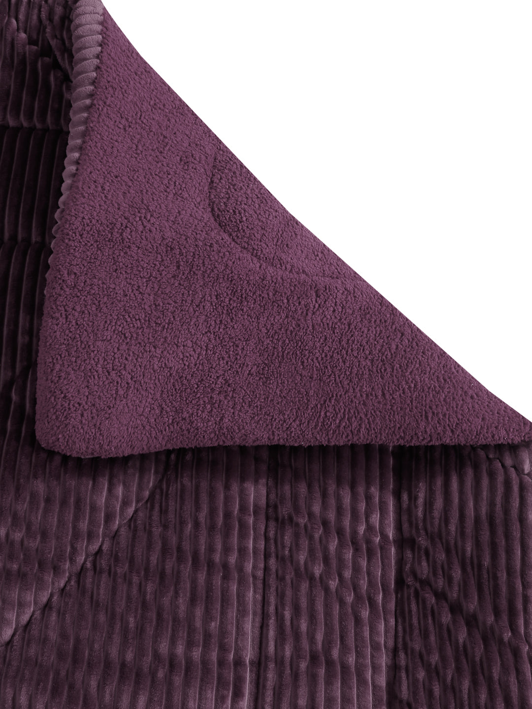 Purple Luxury Microfibre Filled Ultra Soft Embossed Sherpa Double Bed Quilt