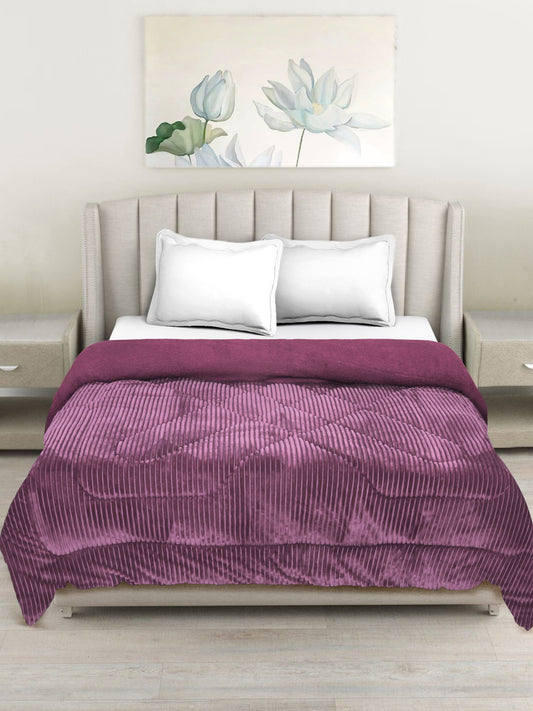 Lavender Luxury Microfibre Filled Ultra Soft Embossed Sherpa Double Bed Quilt
