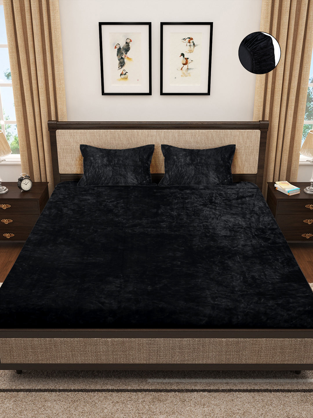 Black Luxury Ultra Soft Warm Flannel 300 TC Bed Sheet
