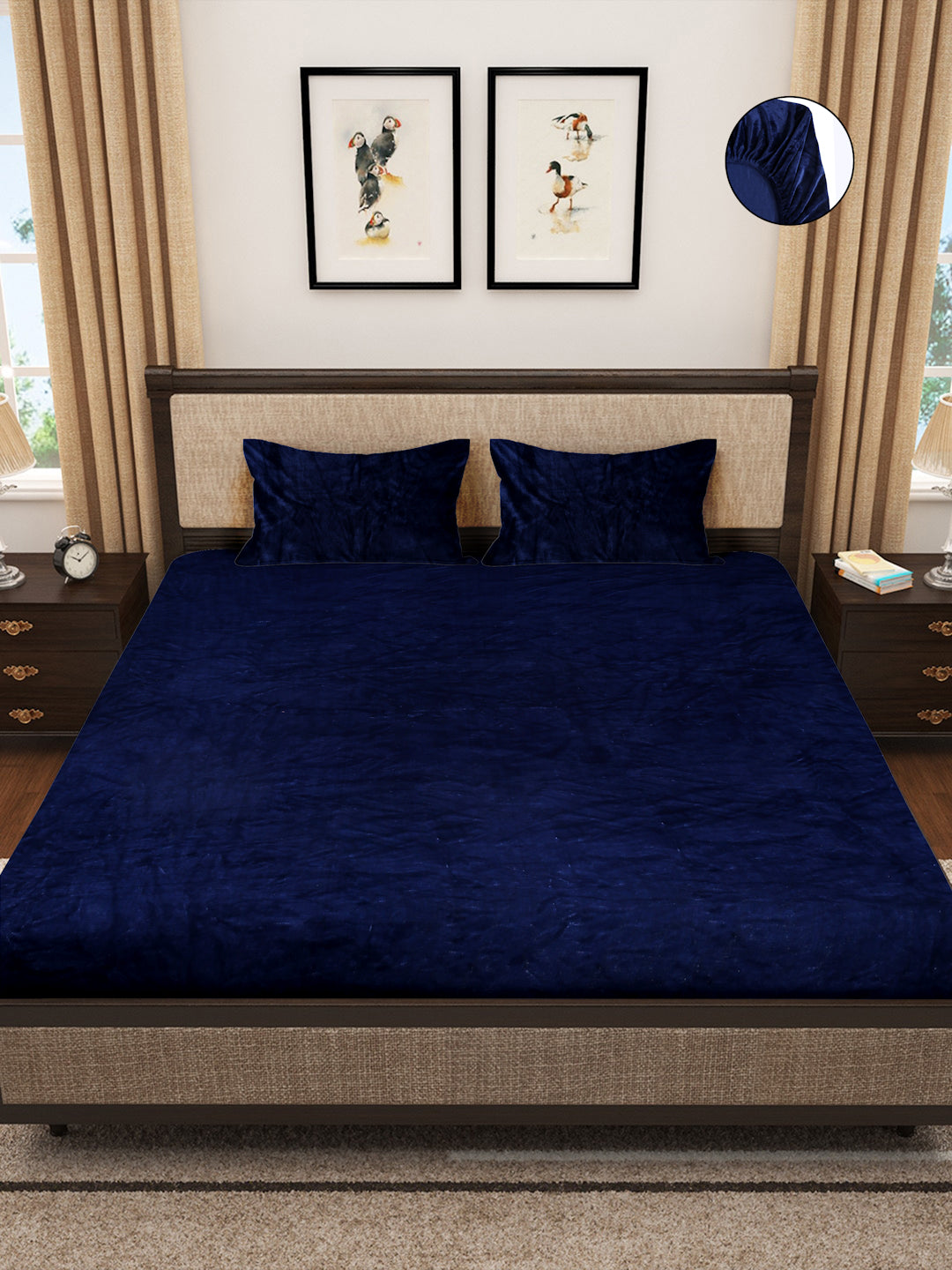 Blue Luxury Ultra Soft Warm Flannel 300 TC Bed Sheet