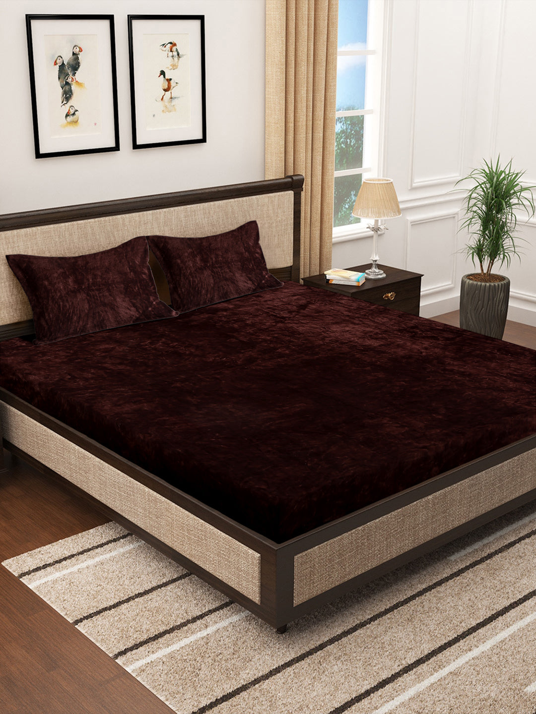 Brown Luxury Ultra Soft Warm Flannel 300 TC Bed Sheet