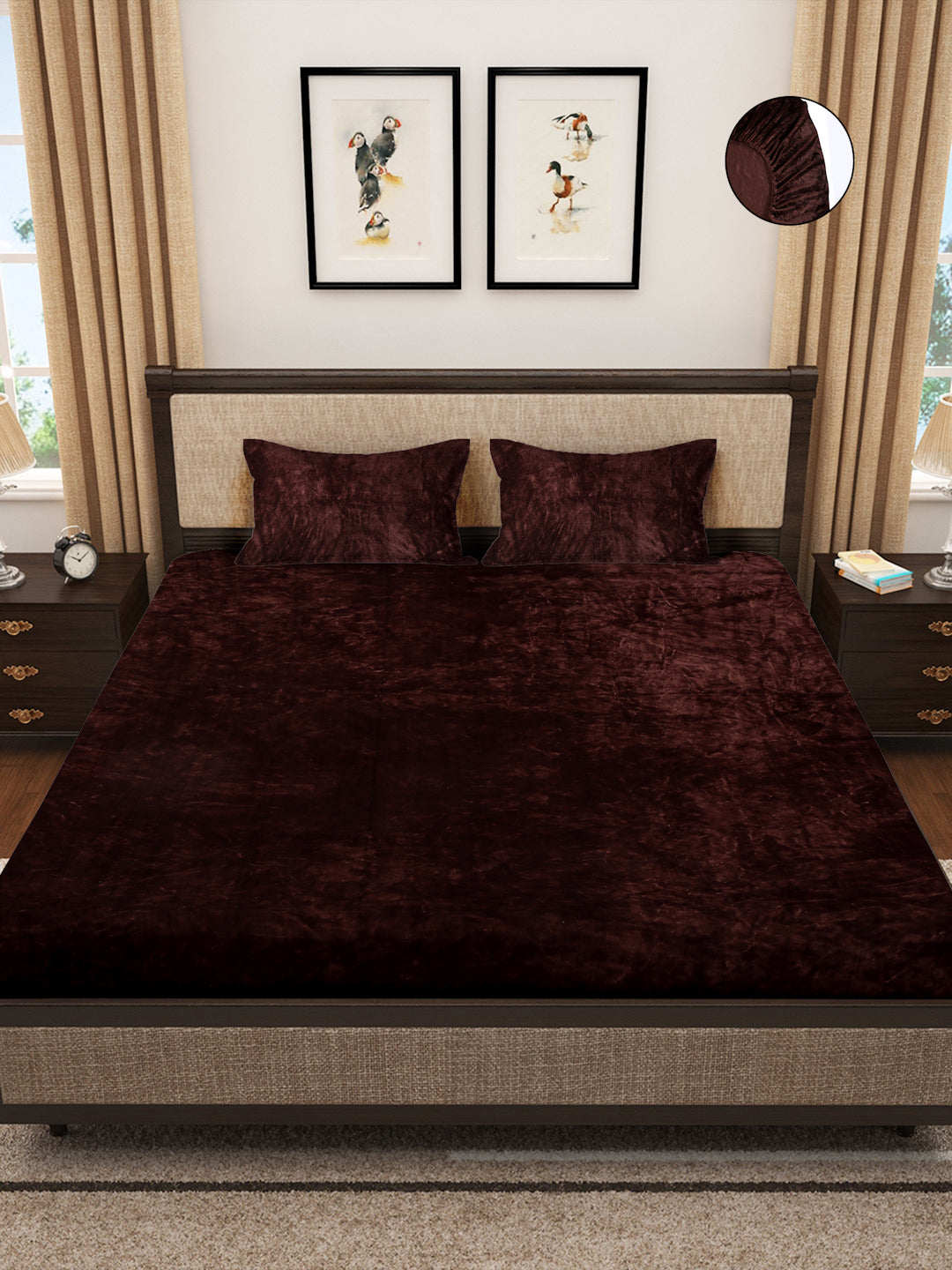 Brown Luxury Ultra Soft Warm Flannel 300 TC Bed Sheet