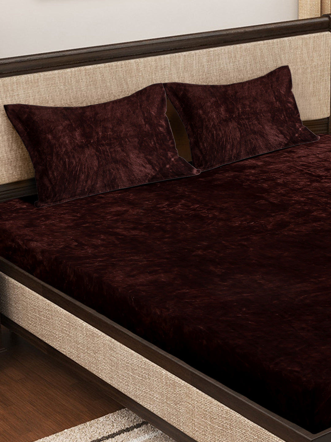 Brown Luxury Ultra Soft Warm Flannel 300 TC Bed Sheet