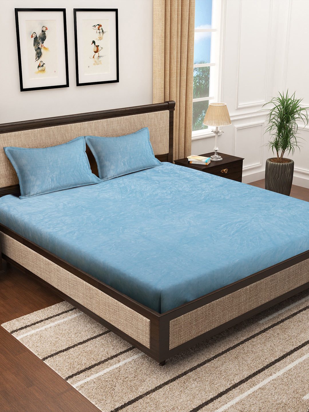 Aqua Blue Luxury Ultra Soft Warm Flannel 300 TC Bed Sheet