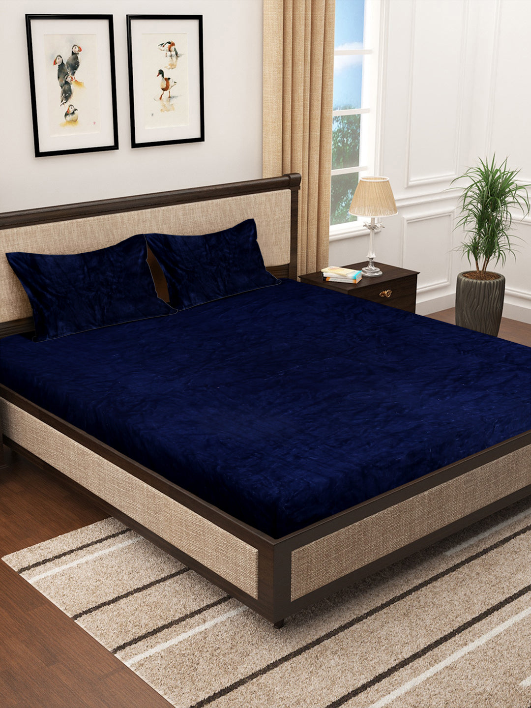 Blue Luxury Ultra Soft Warm Flannel 300 TC Bed Sheet