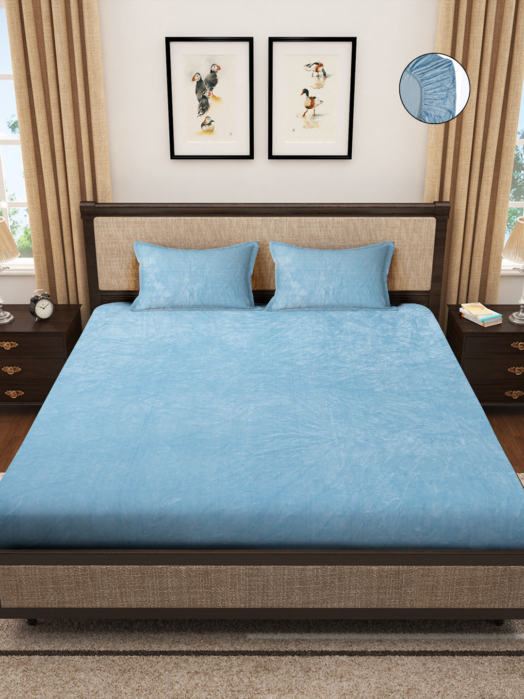 Aqua Blue Luxury Ultra Soft Warm Flannel 300 TC Bed Sheet