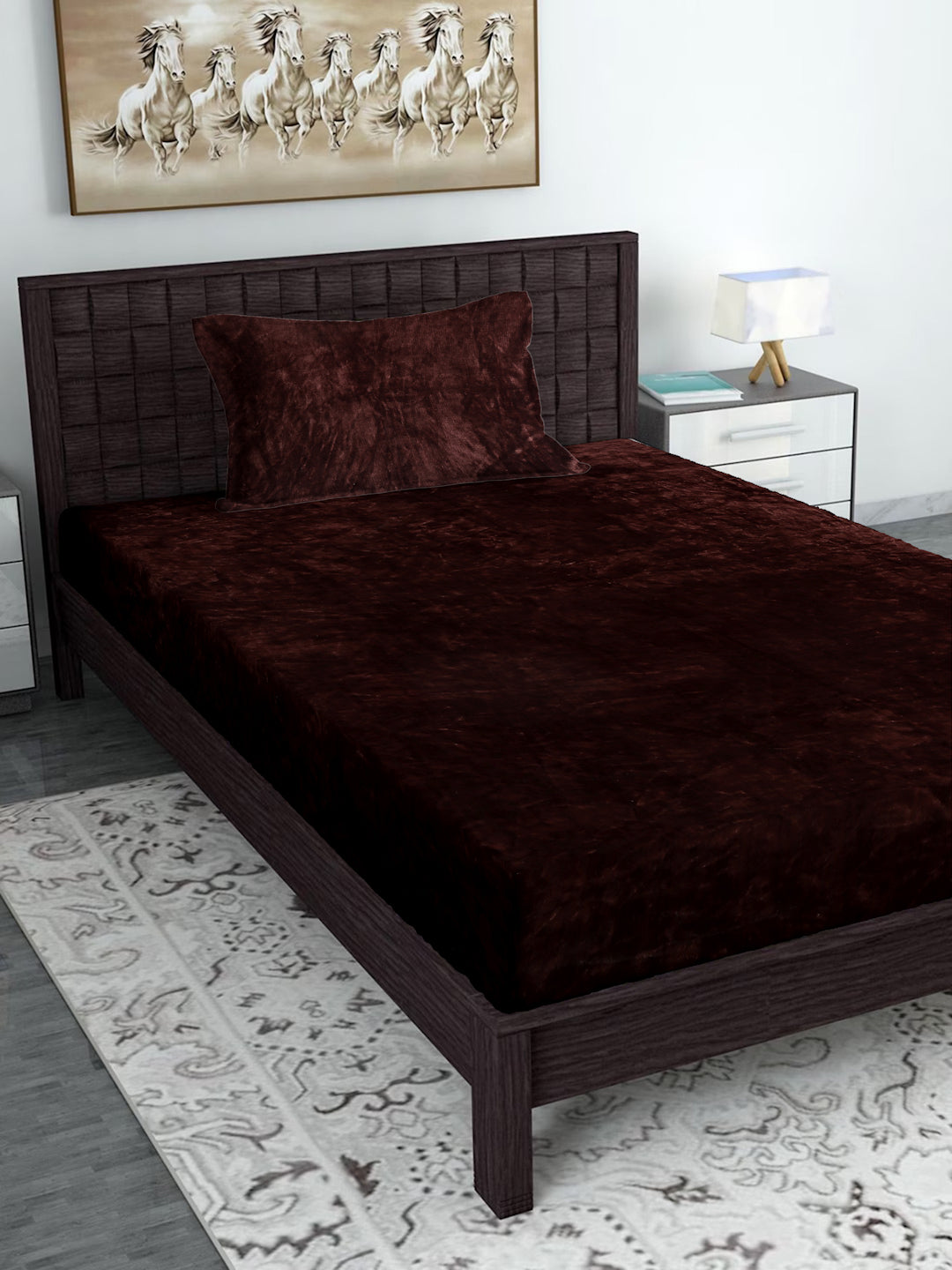 Brown Luxury Ultra Soft Warm Flannel 300 TC Bed Sheet
