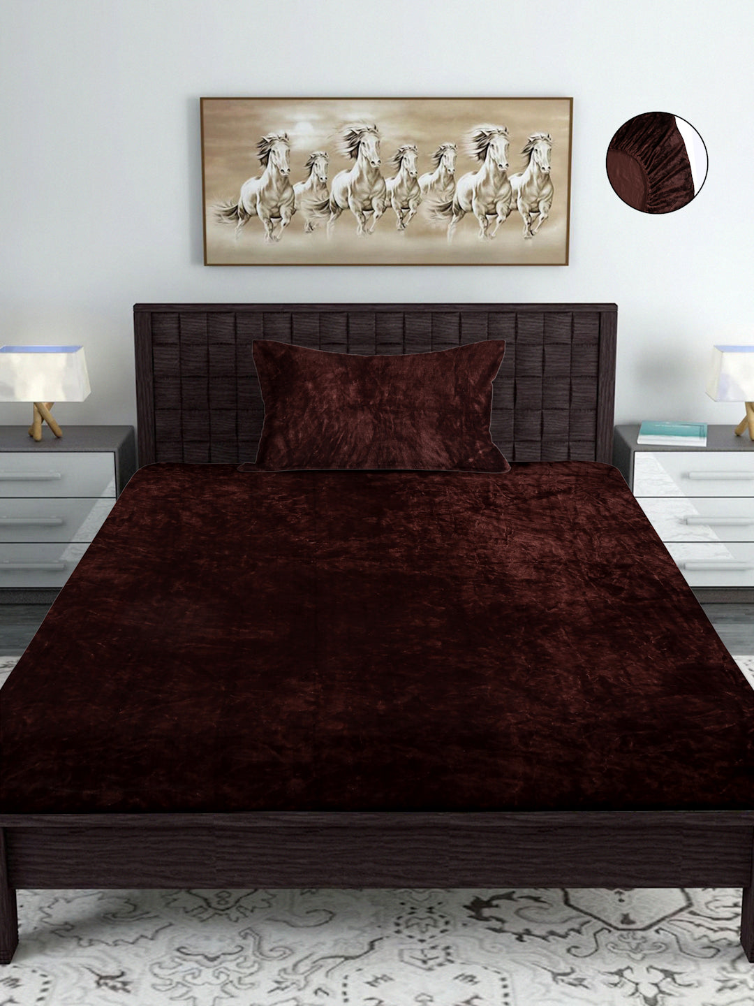 Brown Luxury Ultra Soft Warm Flannel 300 TC Bed Sheet