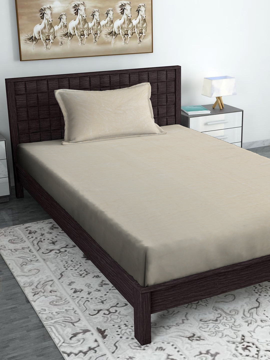 Cream Luxury Ultra Soft Warm Flannel 300 TC Bed Sheet
