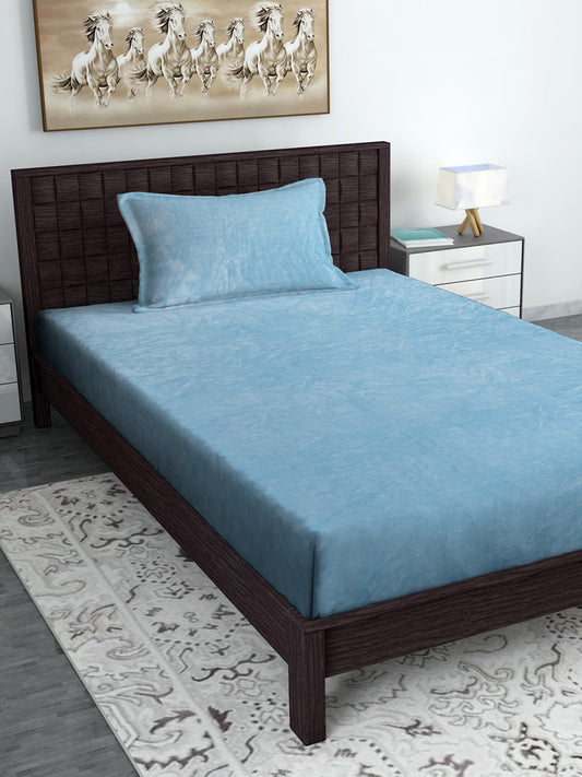 Aqua Blue Luxury Ultra Soft Warm Flannel 300 TC Bed Sheet
