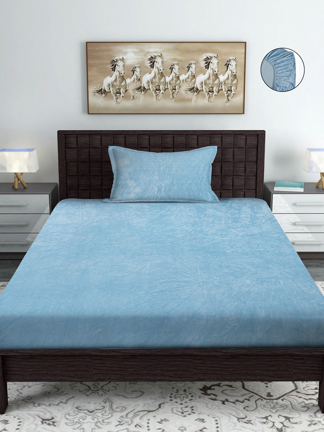 Aqua Blue Luxury Ultra Soft Warm Flannel 300 TC Bed Sheet