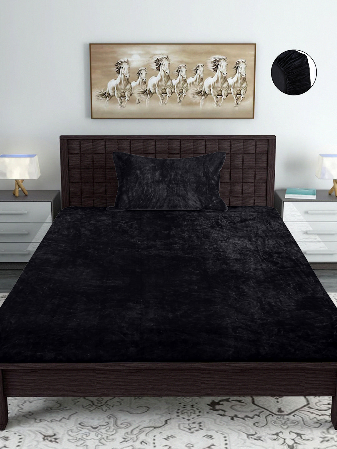 Black Luxury Ultra Soft Warm Flannel 300 TC Bed Sheet