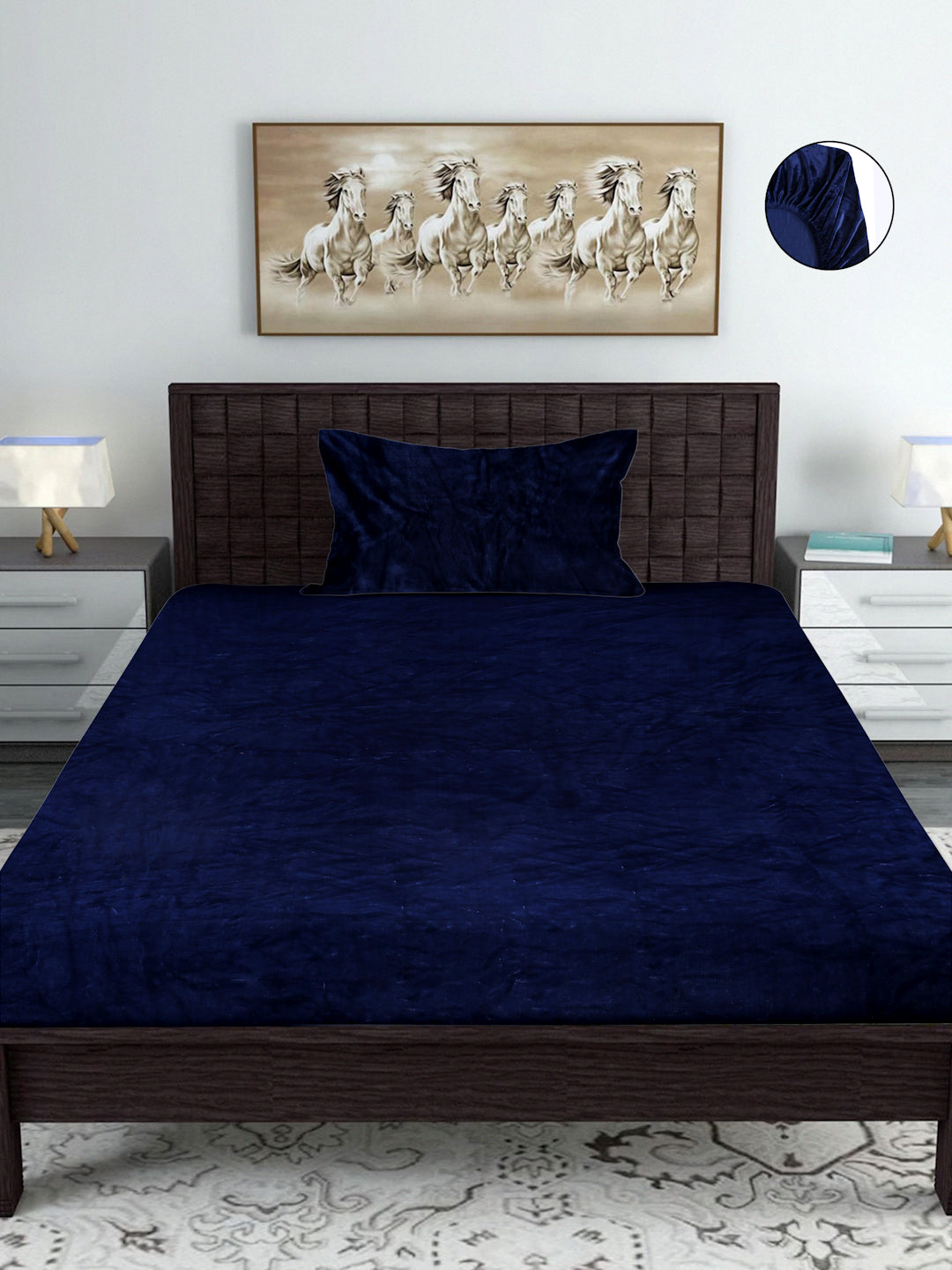 Blue Luxury Ultra Soft Warm Flannel 300 TC Bed Sheet