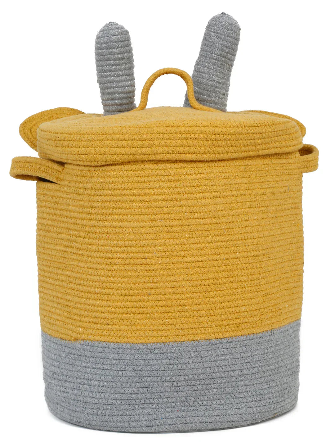 uxury Cow Face Laundry Hamper Yellow & Gray Jute Cotton