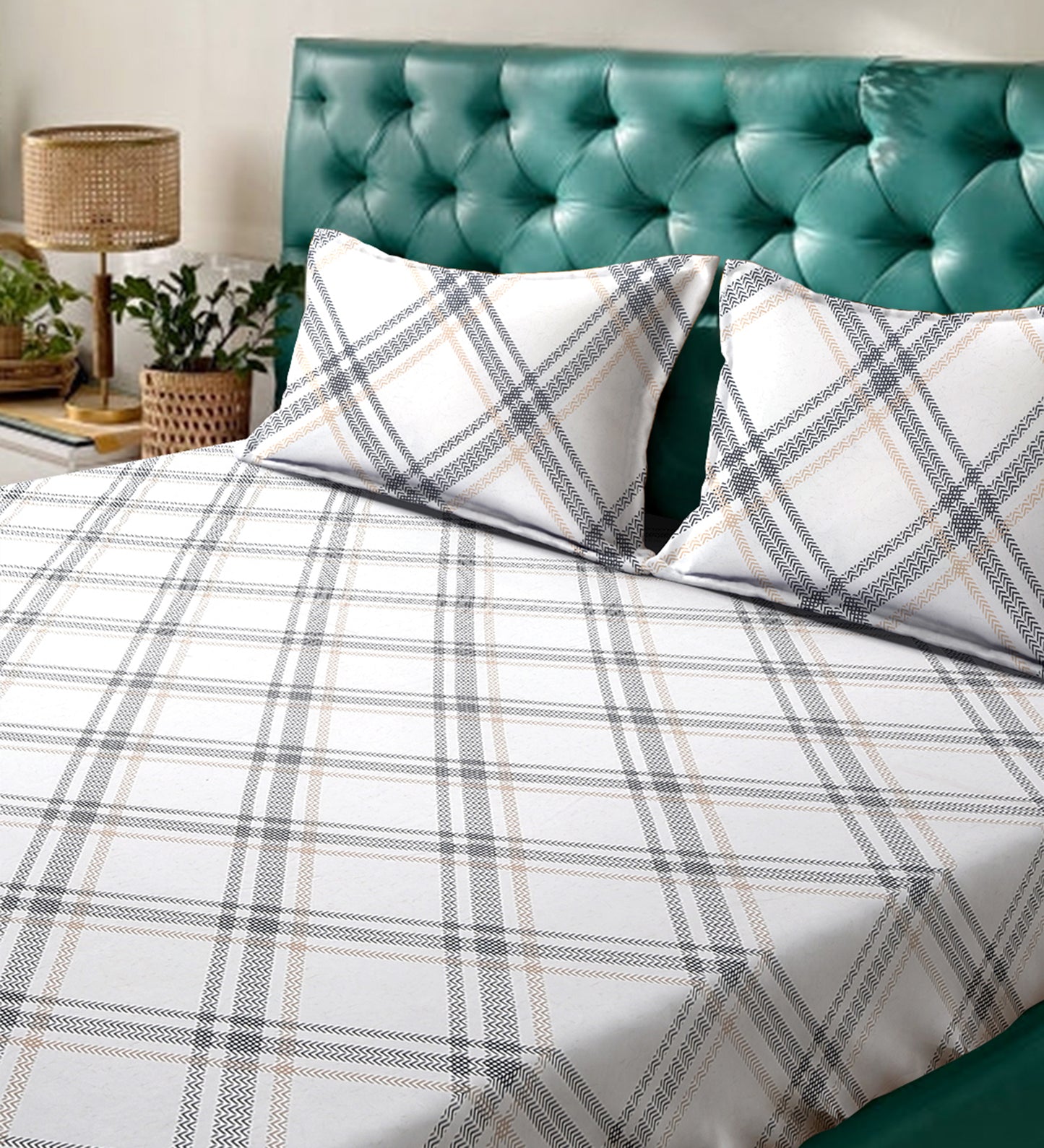 280 TC Mixed Cotton Bedsheet with 2 Pillow Covers image 1