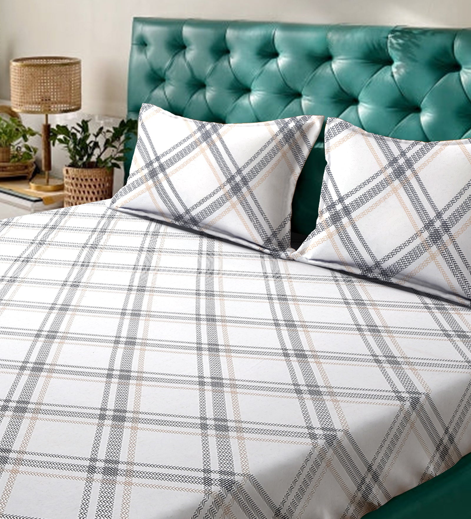 280 TC Mixed Cotton Bedsheet with 2 Pillow Covers image 1