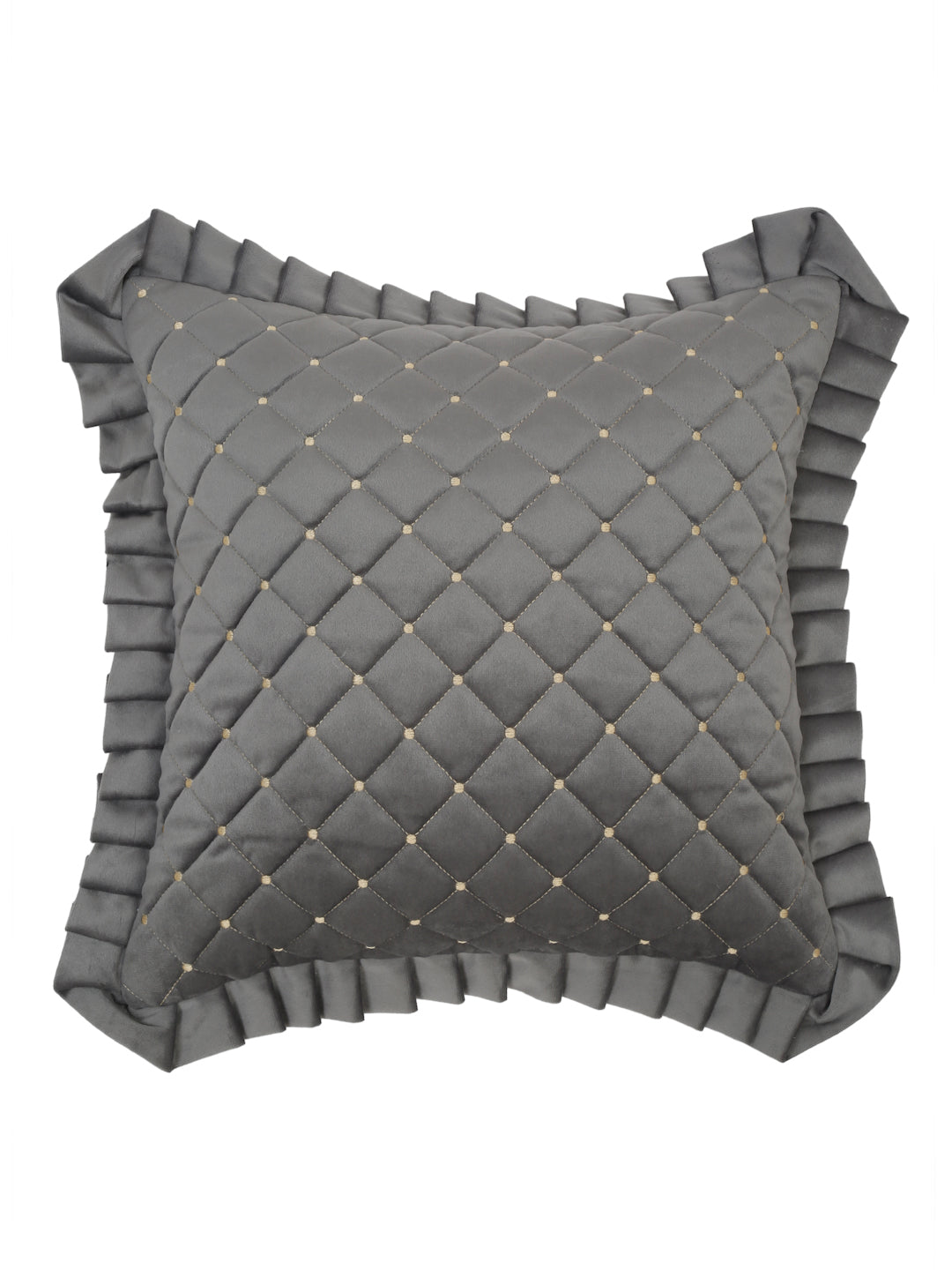 SOFT QUILTED VELVET FRILLED CUSHION COVERS image 1
