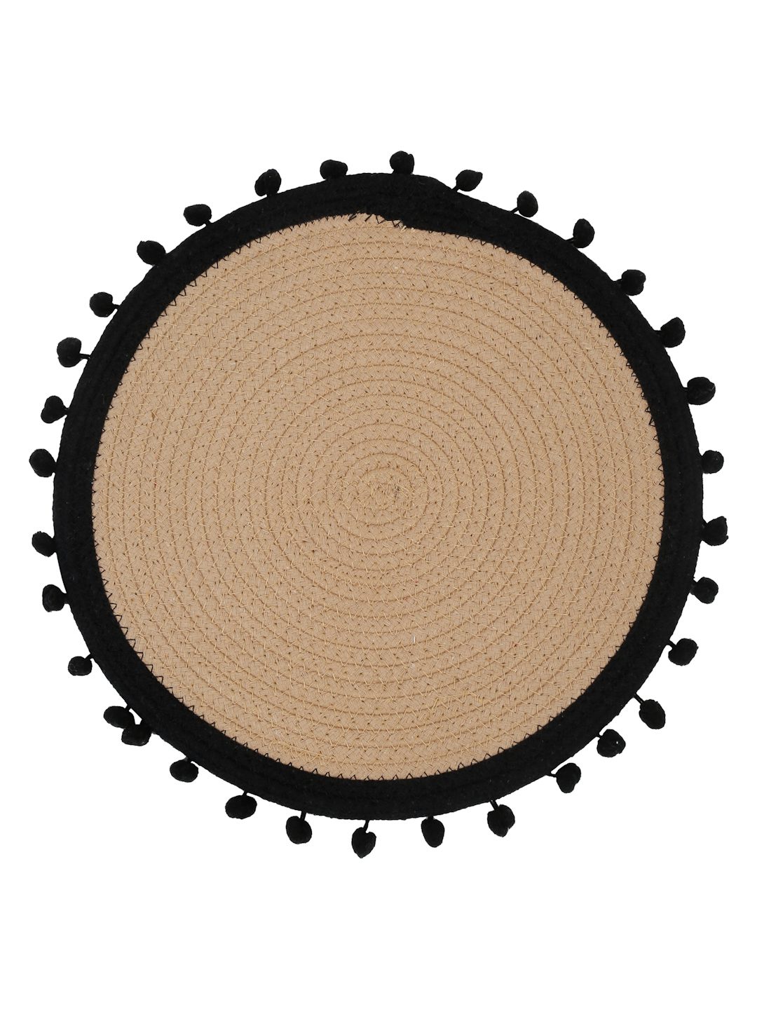 Beige & Black Self Design Pure Cotton Table Placemats image 1