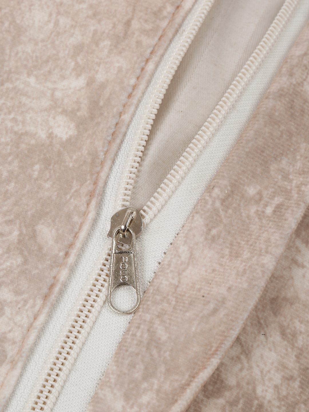 16X16 Soft Velvet , Foil Printed Cream & Gold ,Zipper image 2