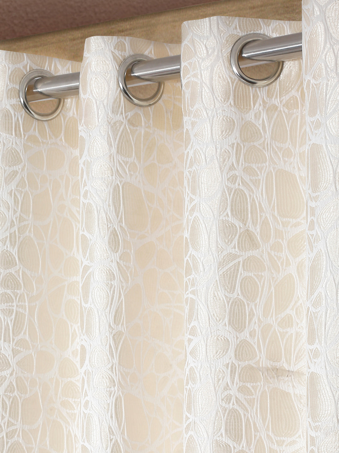 Self-Textured Geometric Pattern Polyester Curtains - Window & Door Size image 1