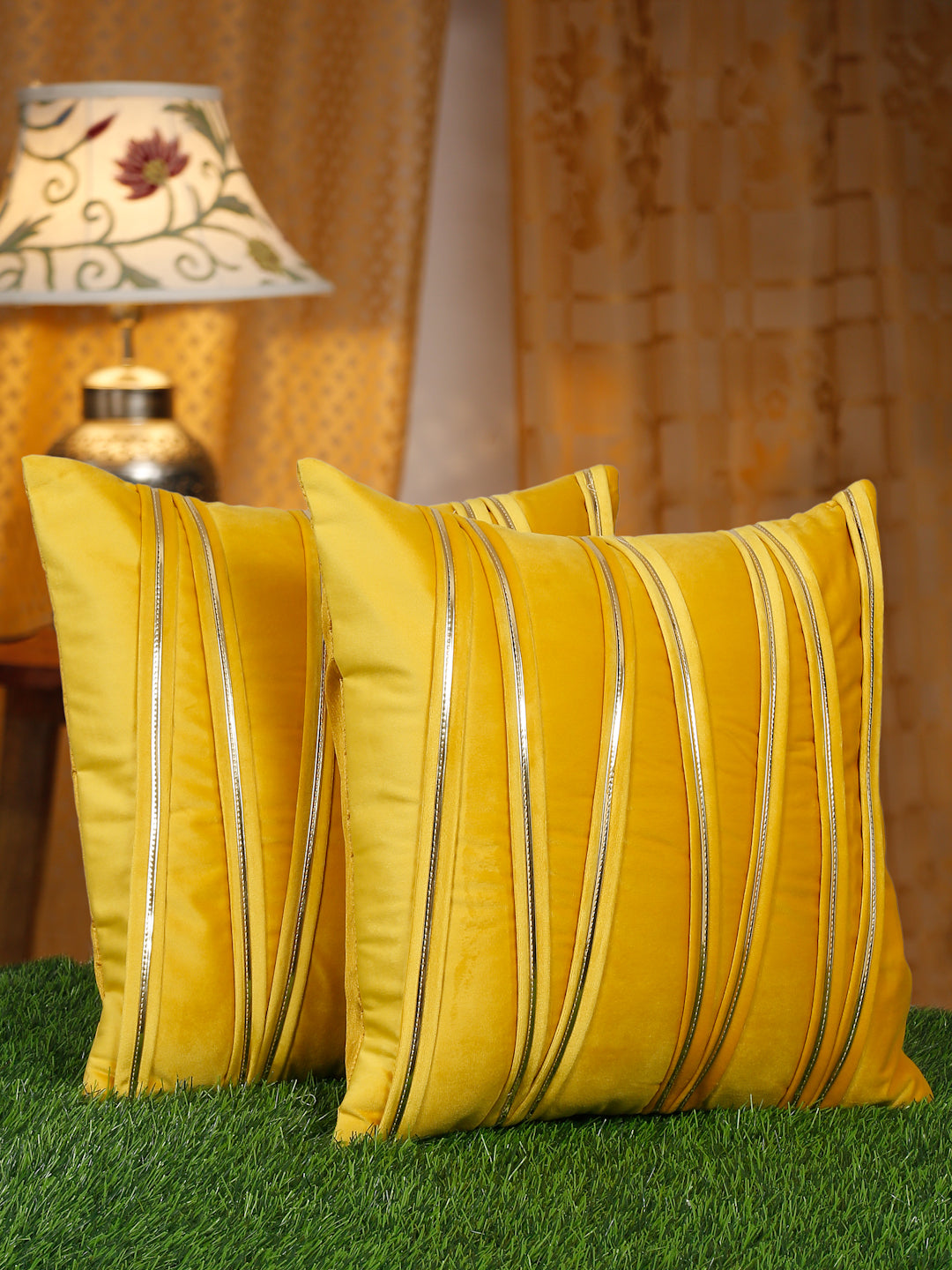 SOFT VELVET LINED PATTERN CUSHION COVERS - Pack of 2 image