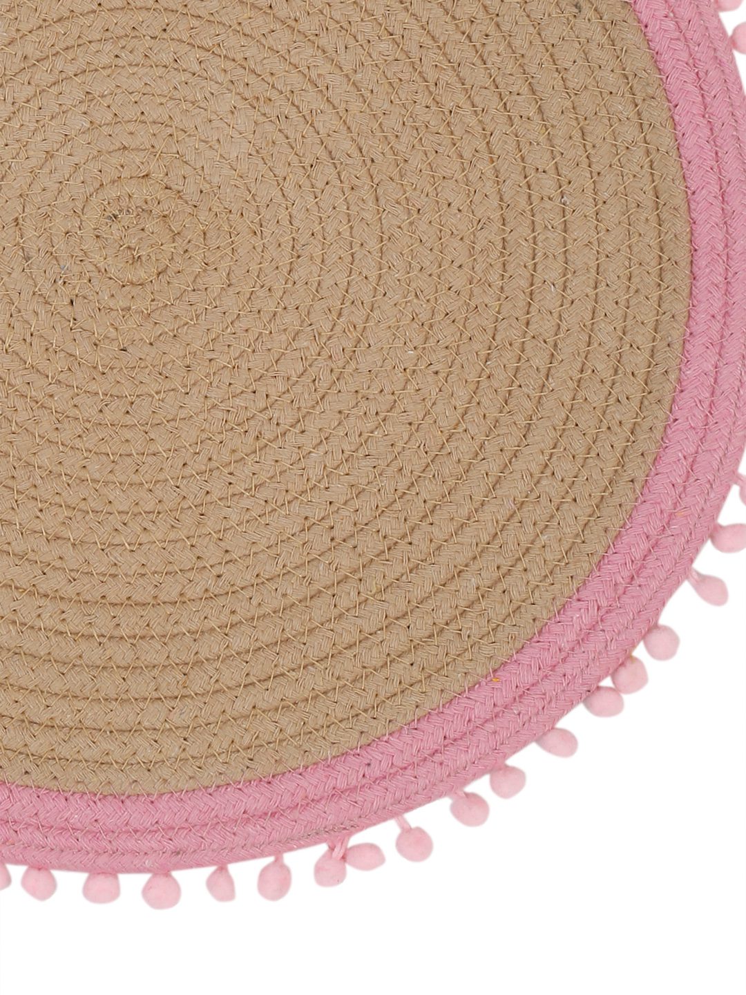 Beige & Pink Self Design Pure Cotton Table Placemat image 4