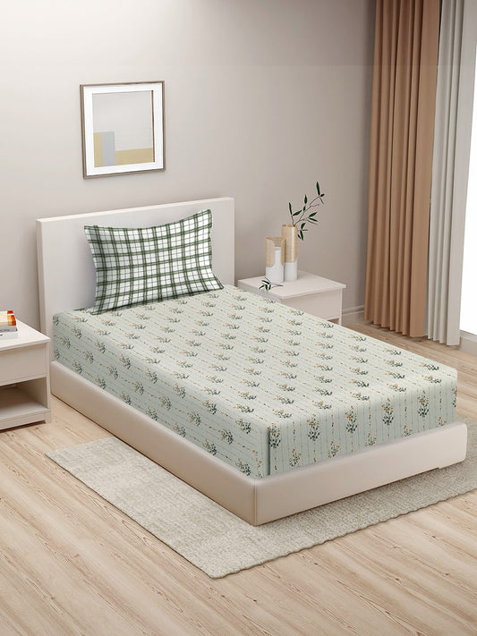 280 TC GEOMETRIC DESIGN MULTICOLOR SINGLE BED SHEET WITH 1 PILLOW COVER BY HOSTA HOMES image 0