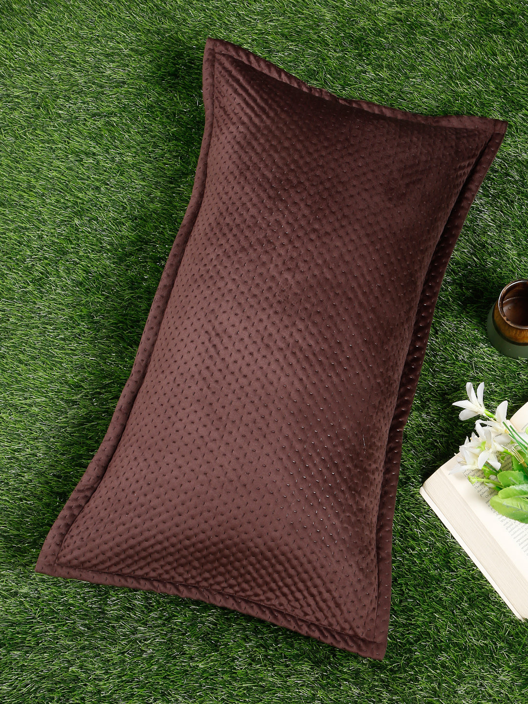 ULTRASONIC Poly velvet Abstract Pillow Cover (Pack of 1) by Hosta Homes - Coffee image