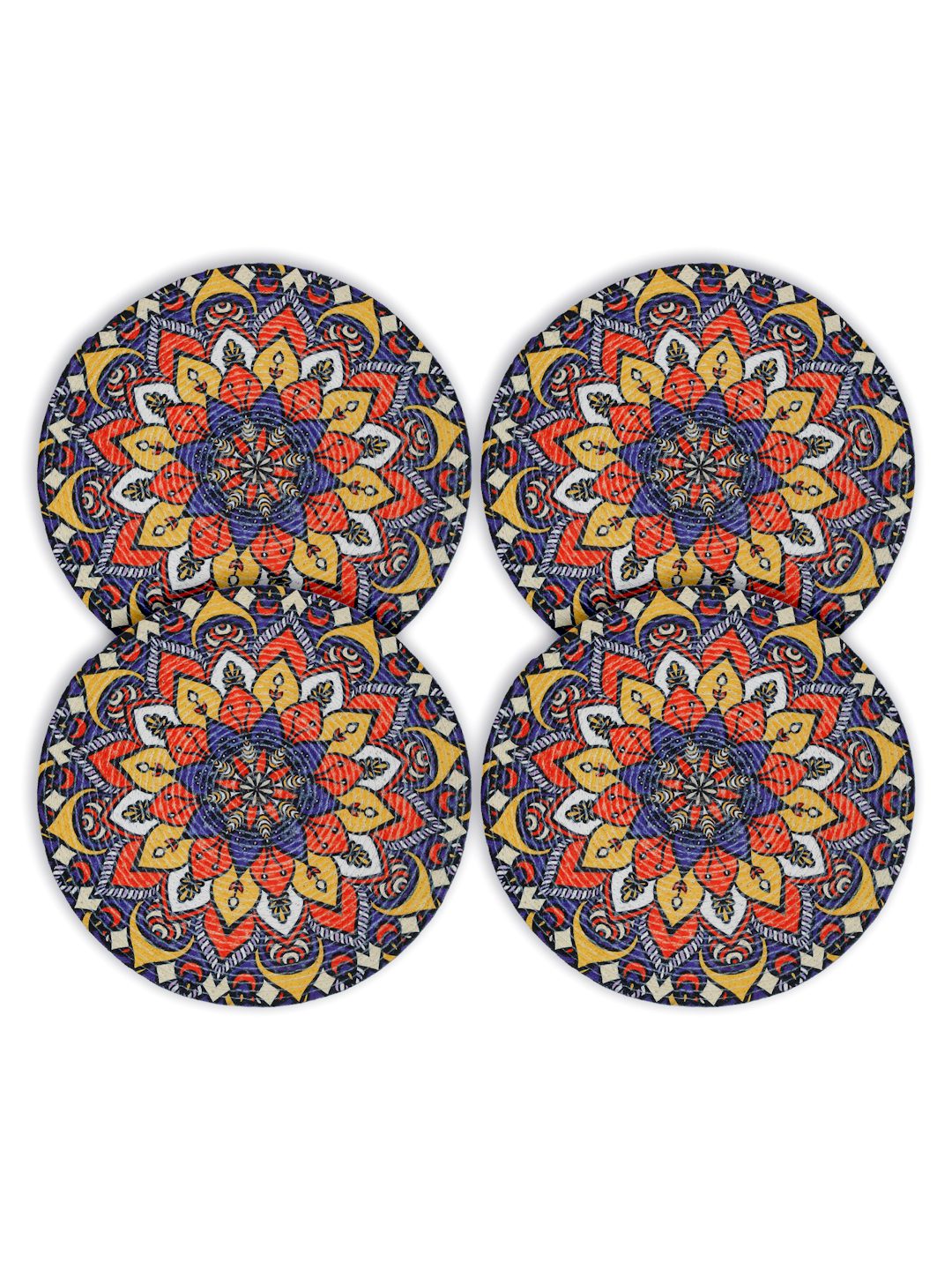 Blue & Yellow Printed Pure Cotton Table Placemats - Pack of 4 image
