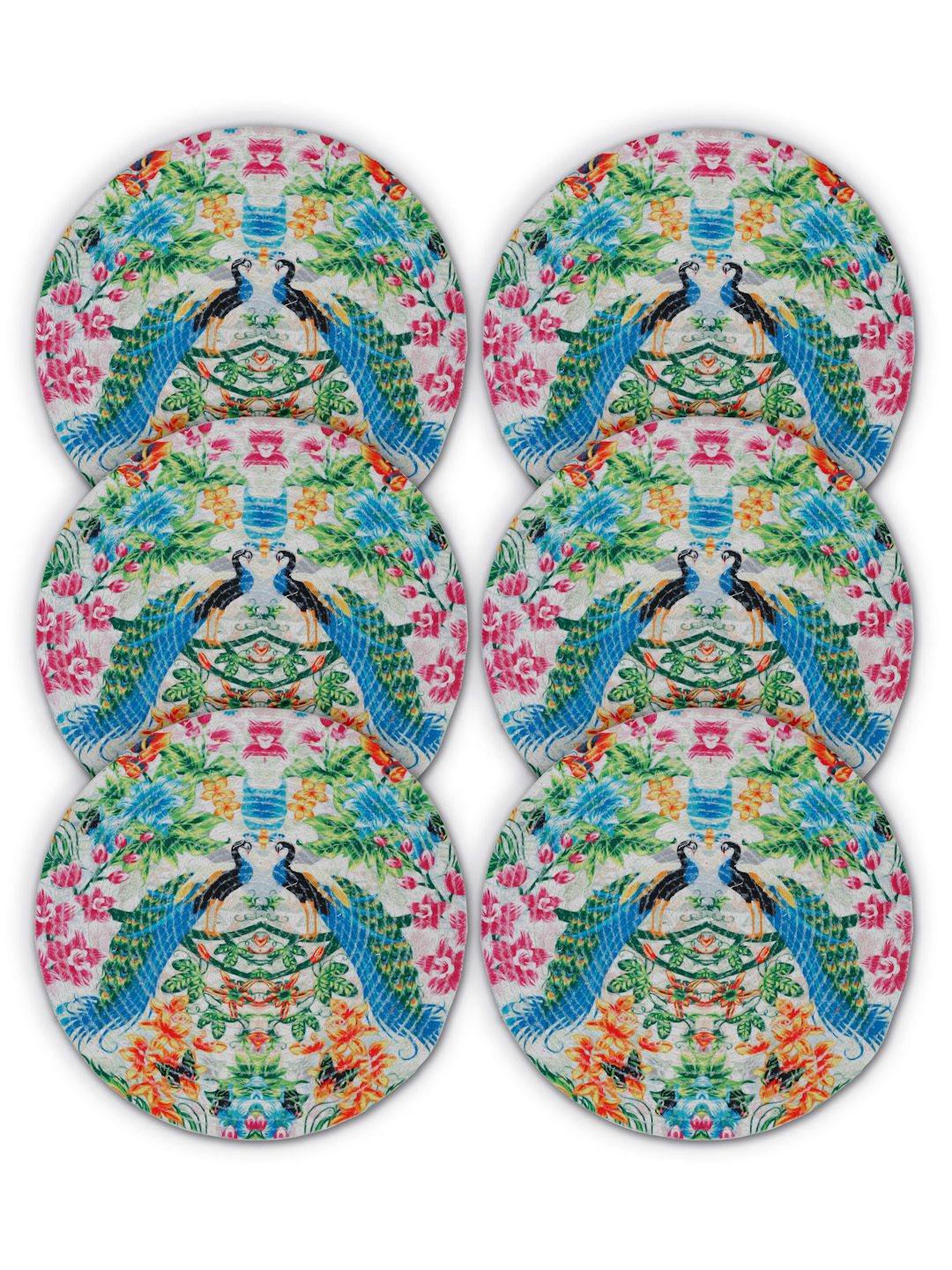 Blue & Pink Printed Pure Cotton Table Placemats image 1
