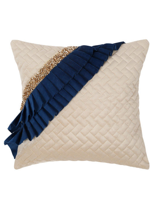Quilted Velvet Frill Cushion Covers with Zipper image 1