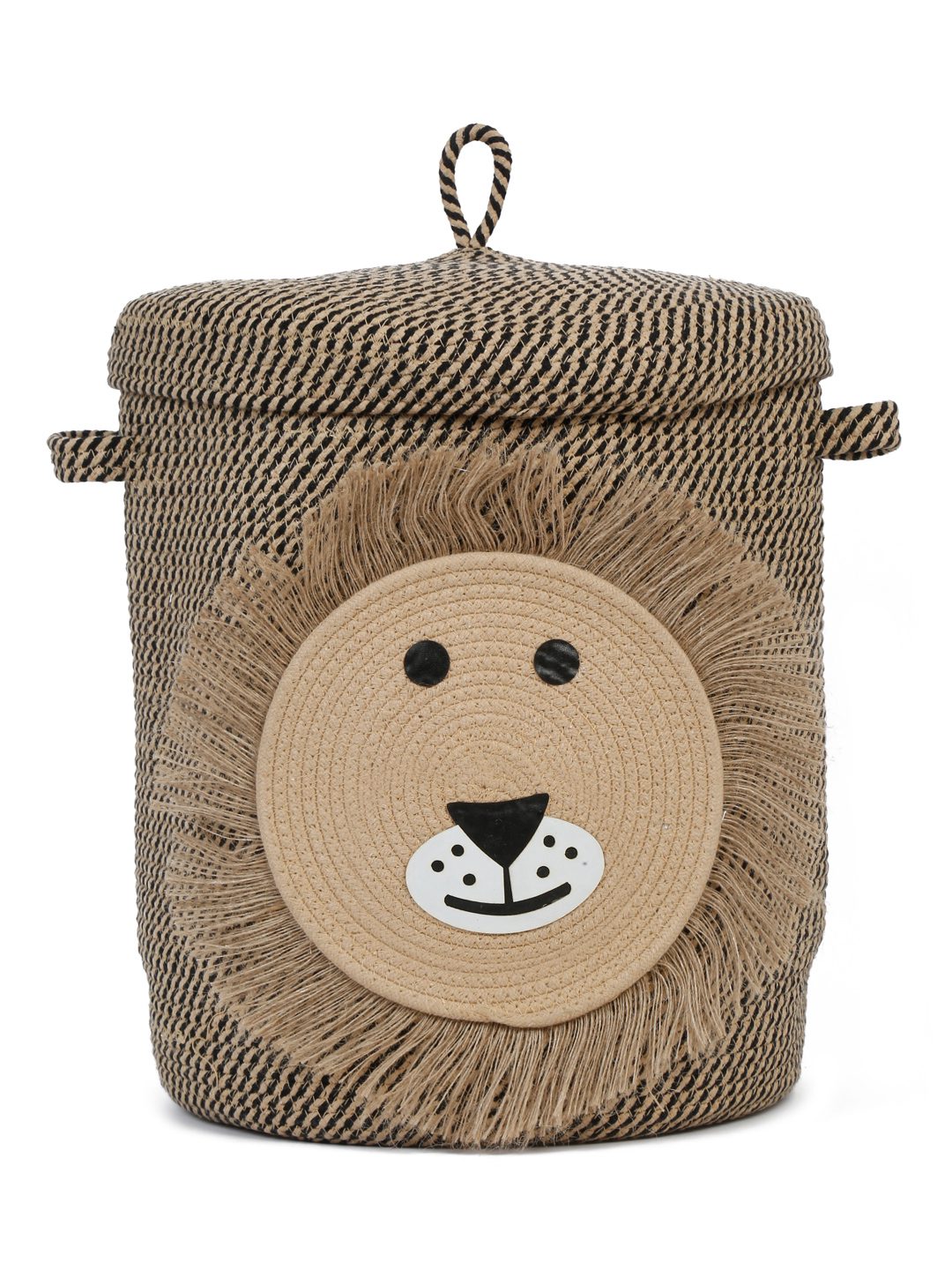 PURE COTTON CARTOON FACE HAND WOVEN LAUNDRY HAMPER WITH COVER BY HOSTA HOMES image 1