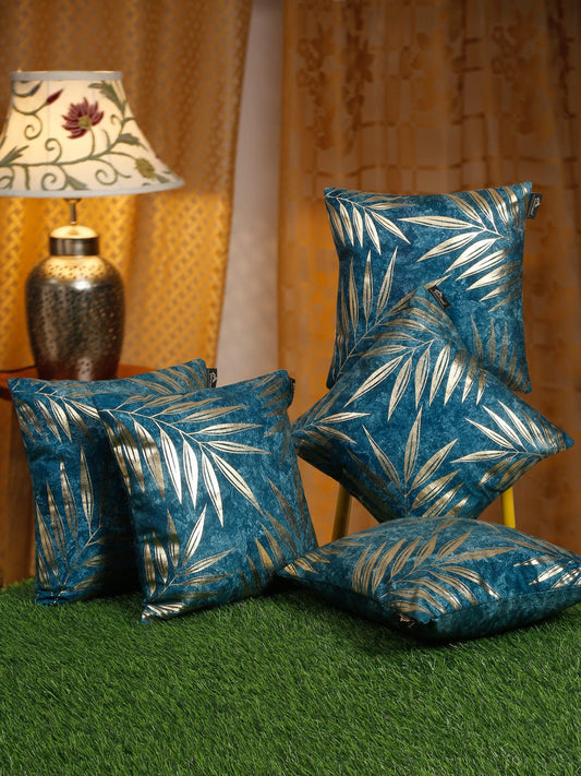 16X16 Soft Velvet , Foil Printed Blue & Gold ,Zipper image 0