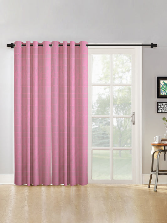 Checkered Floral Design XL Door Curtain Pack of 2 image 0