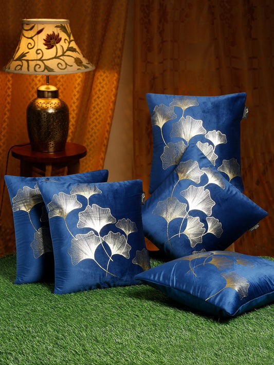 16X16 Soft Velvet , Foil Printed Blue ,Zipper image 0