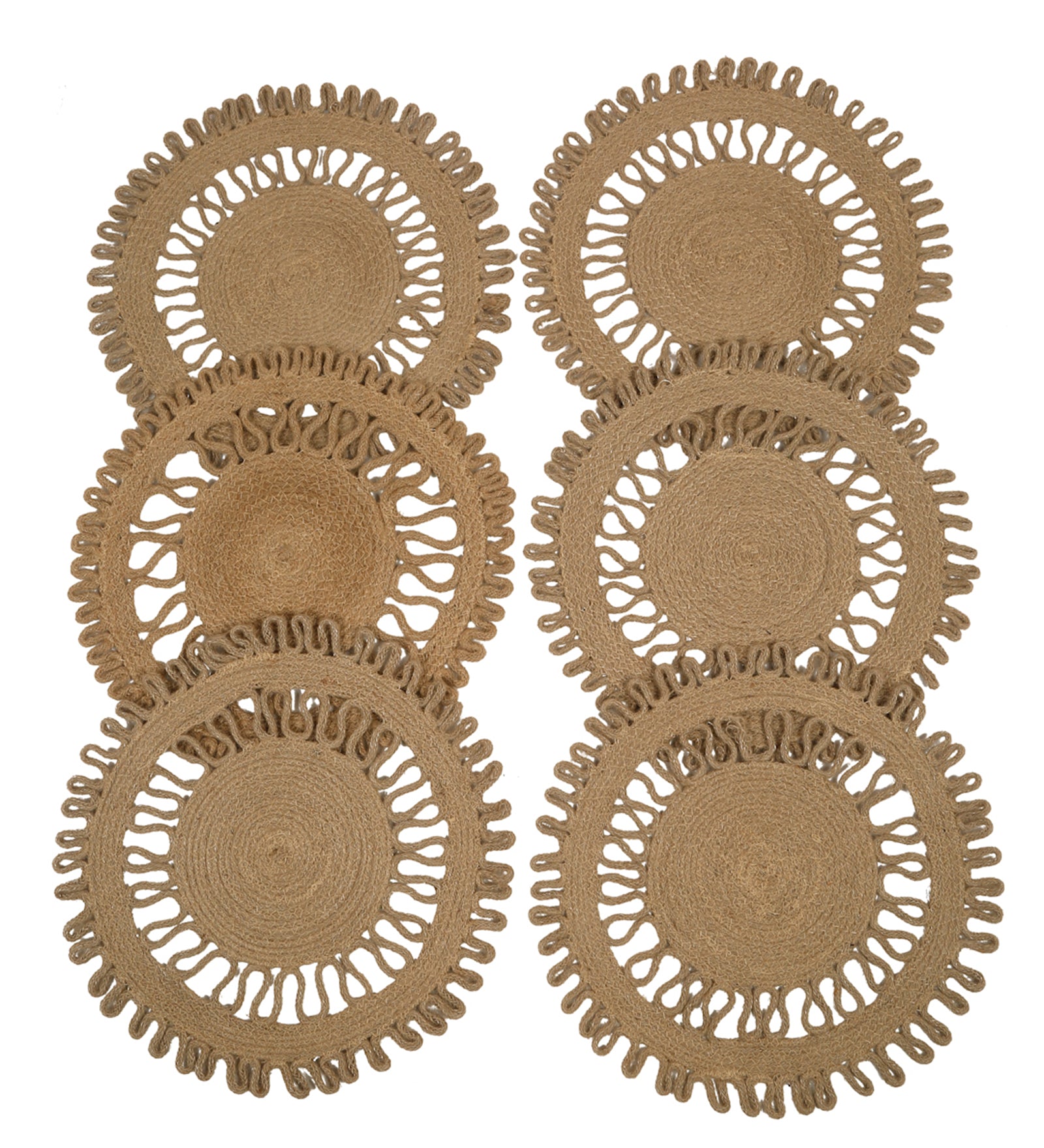 Natural Jute Hand Weaved Reversible Table Place Mat - Pack of 6 image