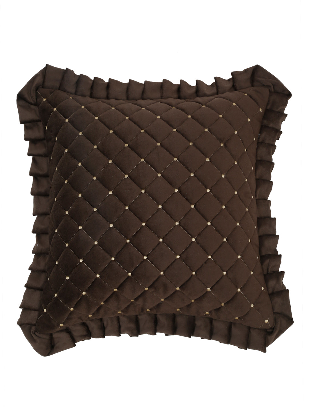 SOFT QUILTED VELVET FRILLED CUSHION COVERS image 1