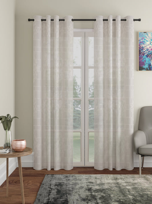Checkered Floral Design Door Curtain Pack of 2 image 0