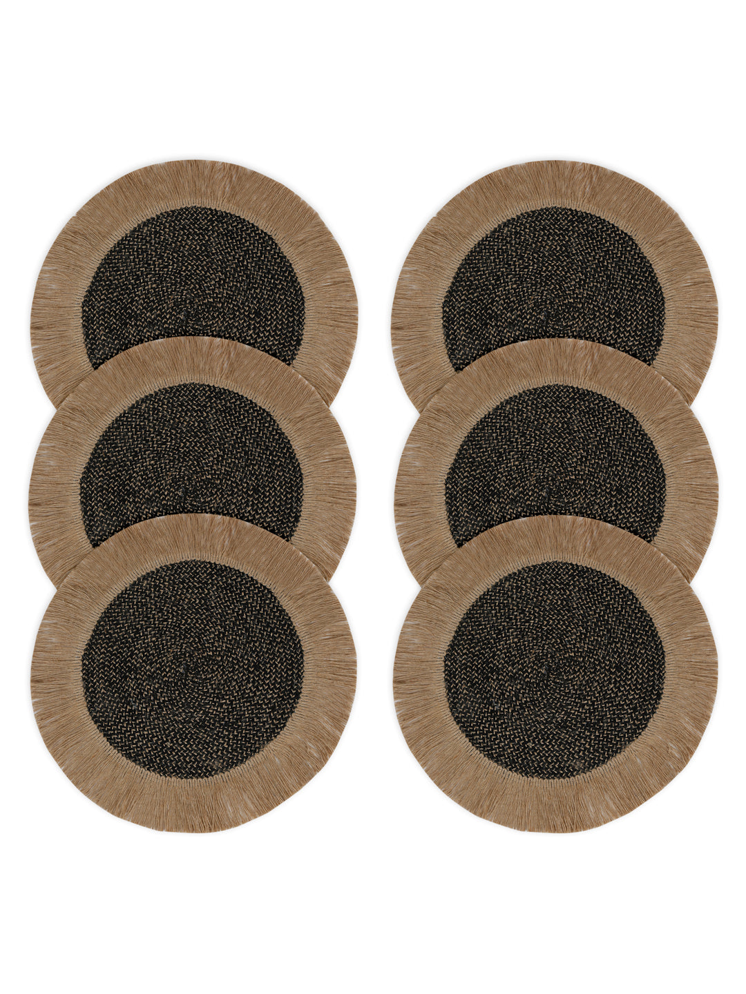 Jute Cotton Frilly Reversible Table Mat - Pack of 6 image