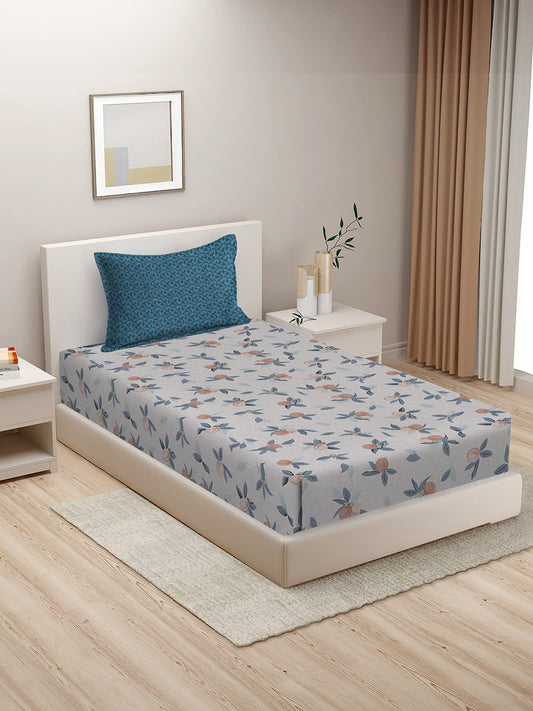 280 TC GEOMETRIC DESIGN MULTICOLOR SINGLE BED SHEET WITH 1 PILLOW COVER BY HOSTA HOMES image 0