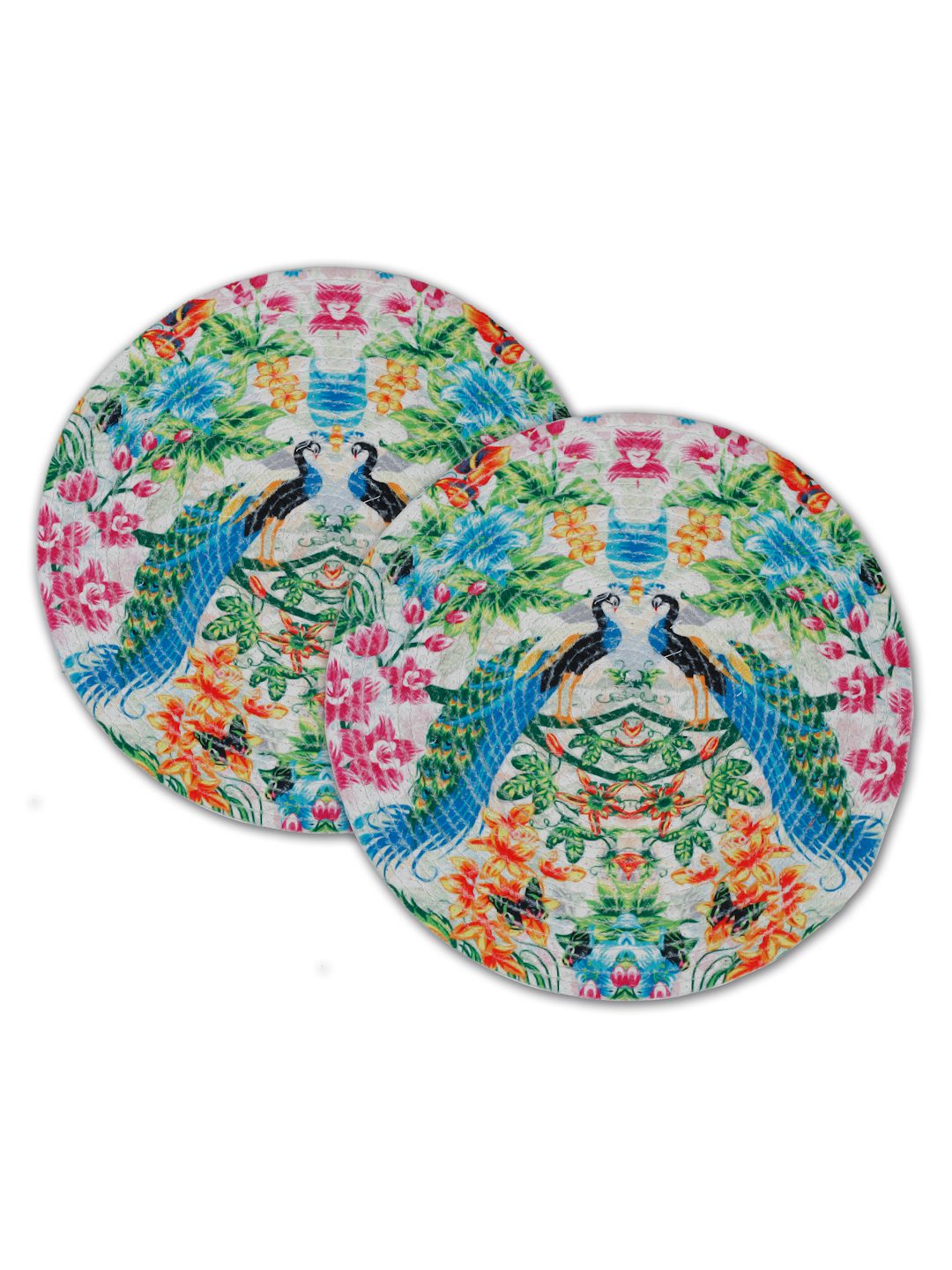 Blue & Pink Printed Pure Cotton Table Placemats - Pack of 2 image