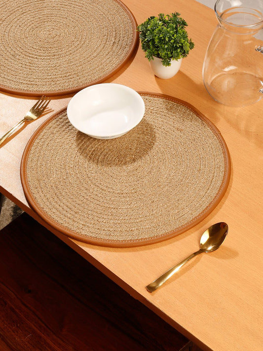 Beige Self Design Jute Reversible Table Placemats image 0