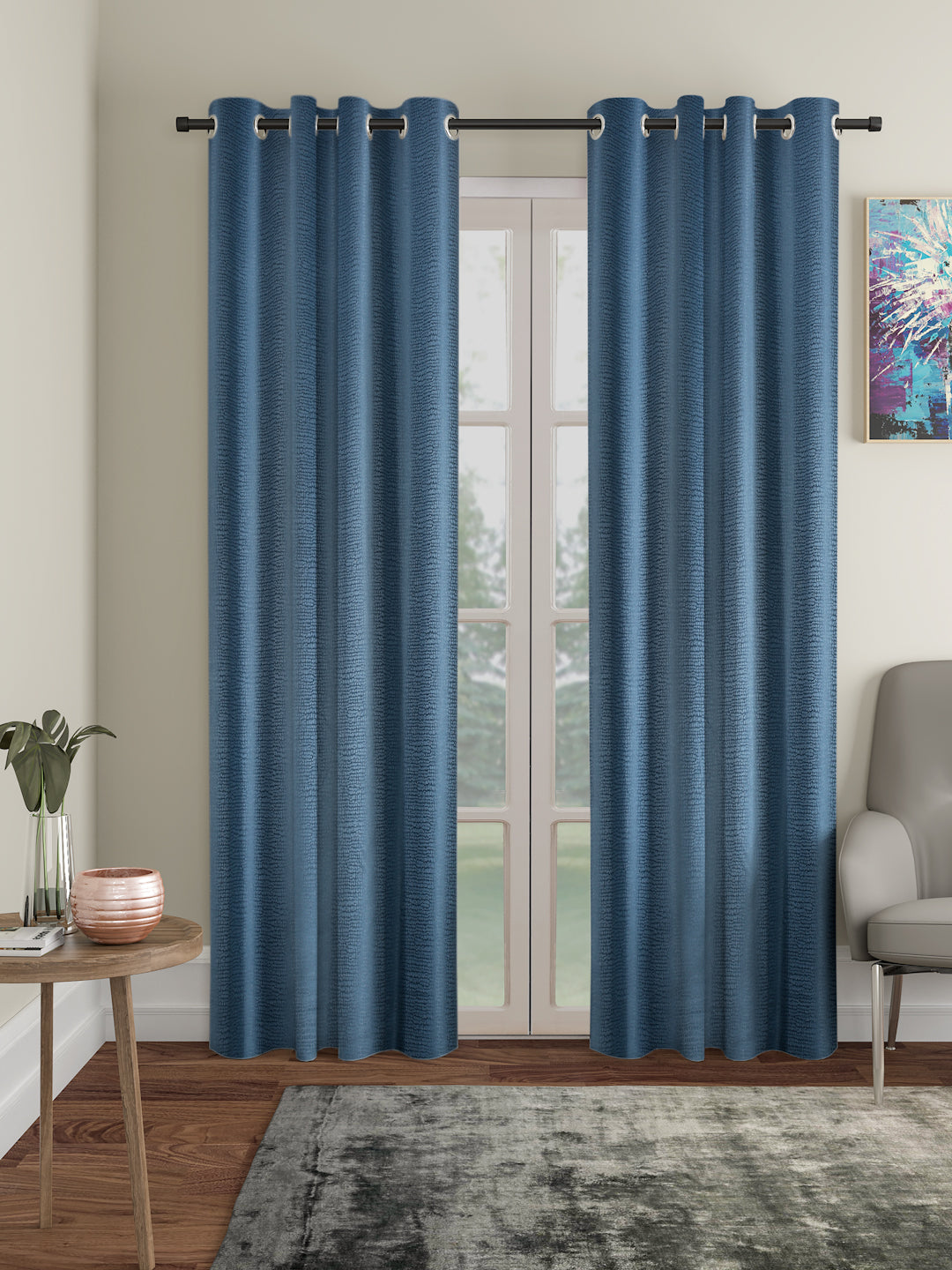 SELF TEXTURED BLACKOUT LONG DOOR CURTAIN PACK OF 2 BY HOSTA HOMES image 0