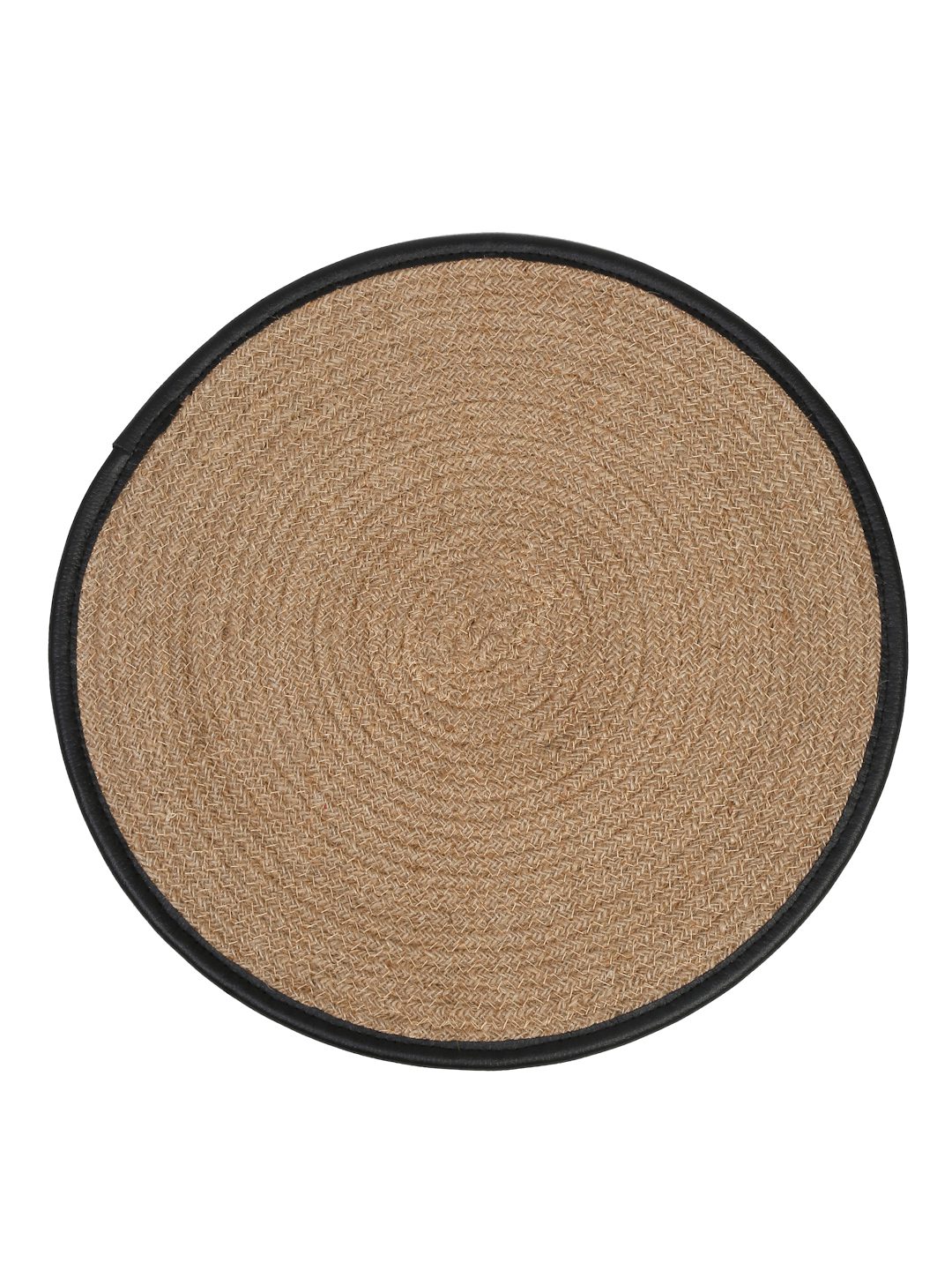 Beige & Black Leather Bounderied Jute Reversible Table Place Mat image 1