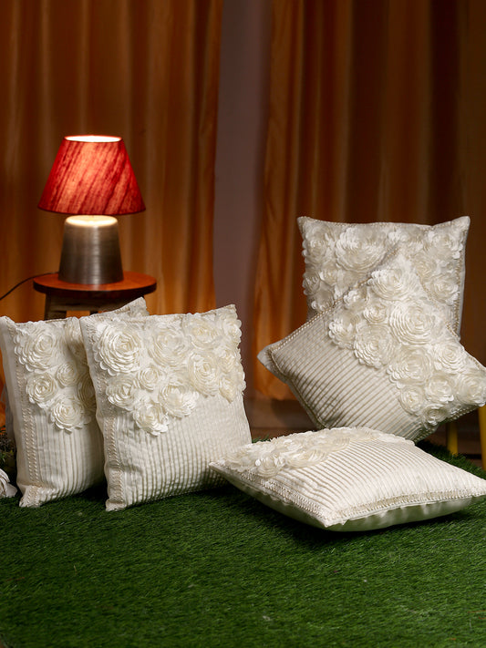 Set of 5 Floral Square Cushion Covers for Sofa & Living Room image 0