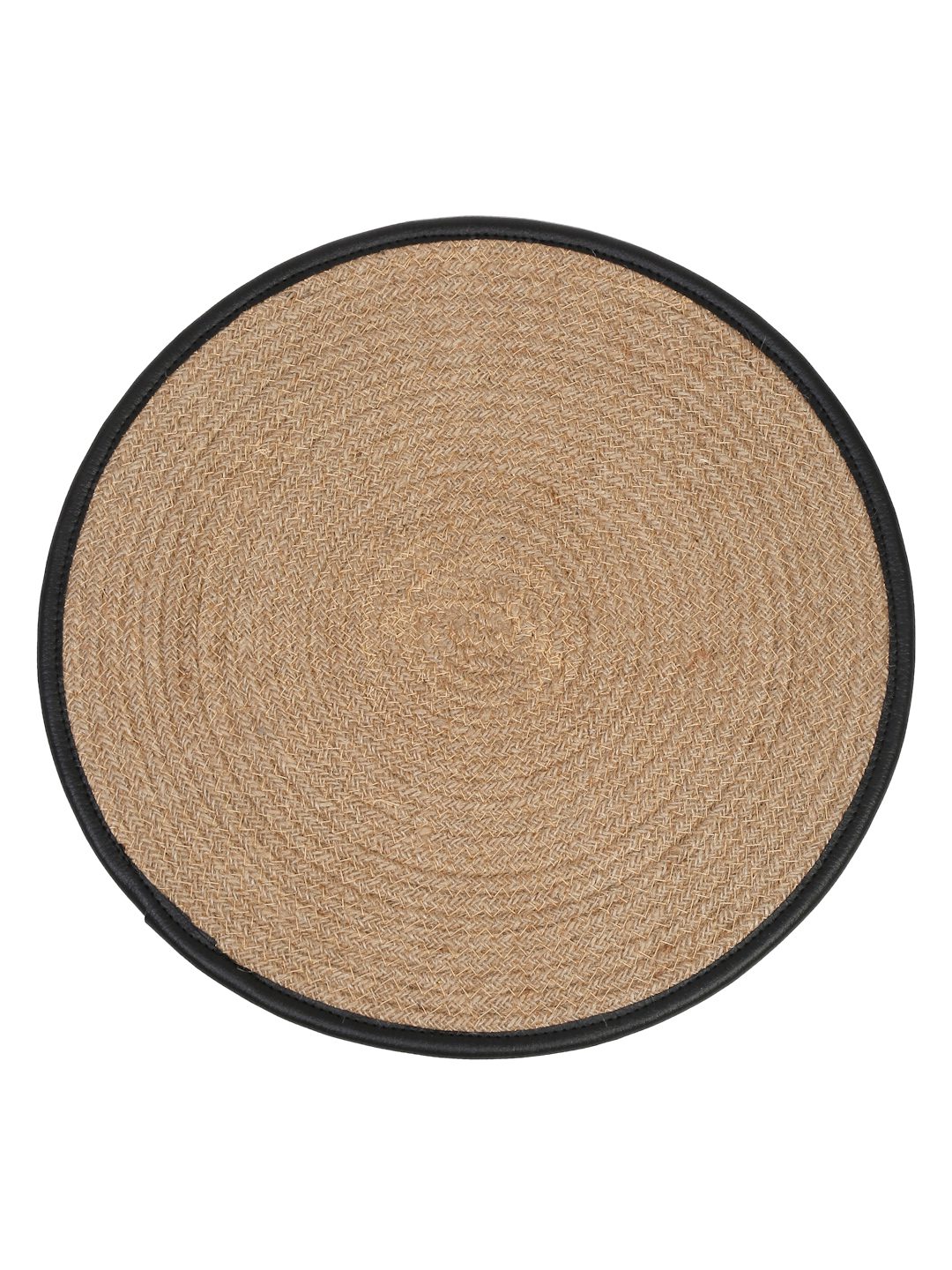 Beige & Black Leather Bounderied Jute Reversible Table Place Mat image 4