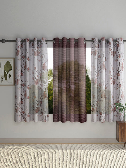 Floral Design Window Curtain Pack of 3 image 0