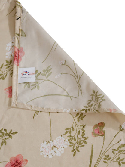 Beige Floral Polycotton 300 TC King Fine Bedsheet with 2 Pillow Covers-108 x 108 inches