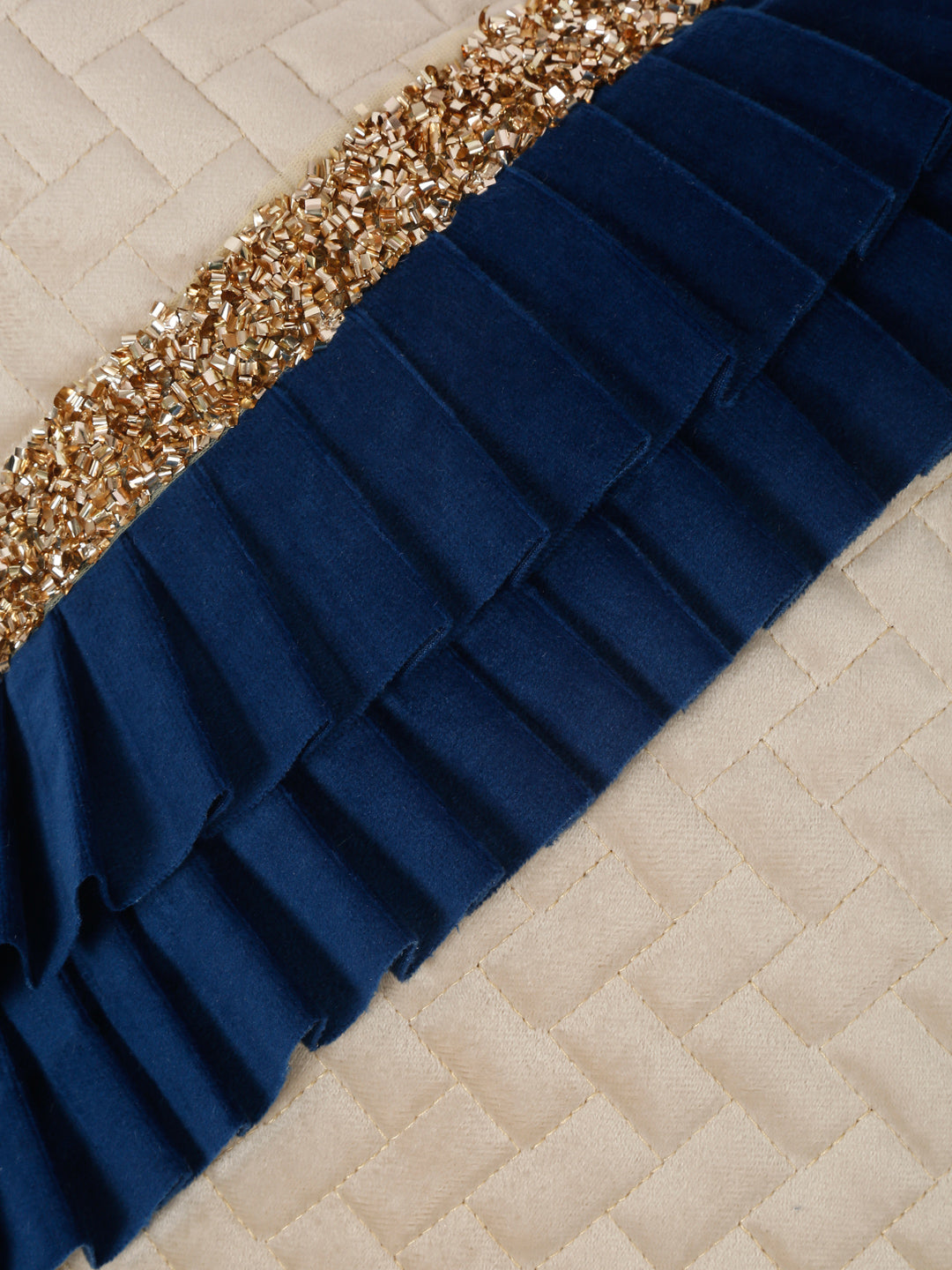 Quilted Velvet Frill Cushion Covers with Zipper image 3