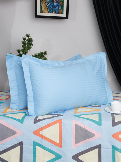 HOSTA HOMES Set of 2 Striped Cotton Pillow Covers with Zip Closure - Sky image